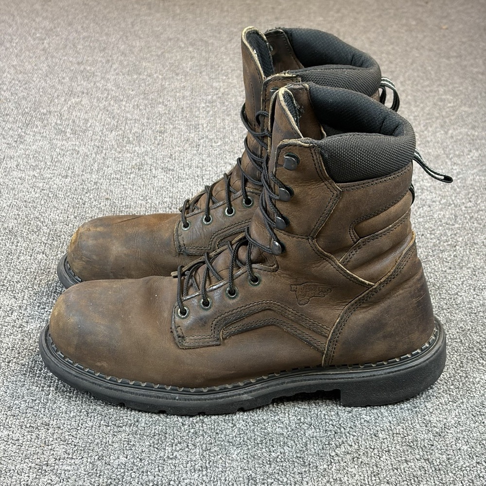 Red Wing #4414 Brown Leather Steel Toe Waterproof Boots Size 10.5 D Made in USA - Picture 2 of 16